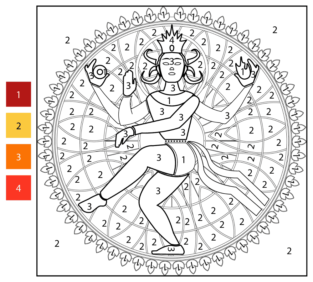 Nataraja Color By Number Coloring Page Md Coloring Page — Free Printable — free printable coloring page